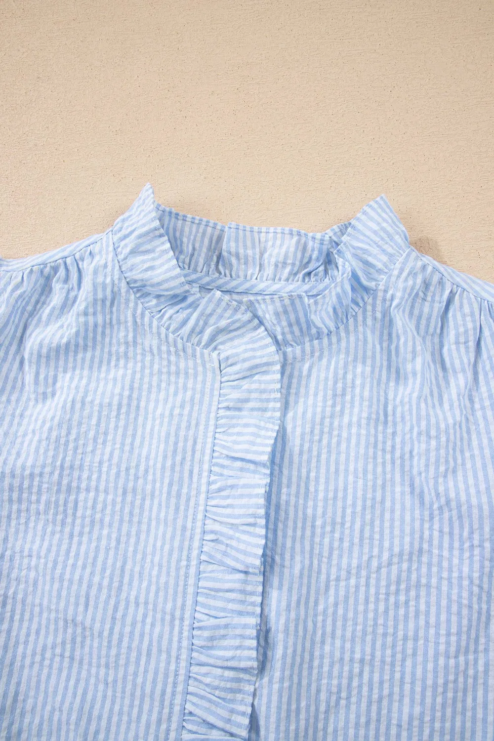 Sky Blue Stripe Floral Embroidered Shirt