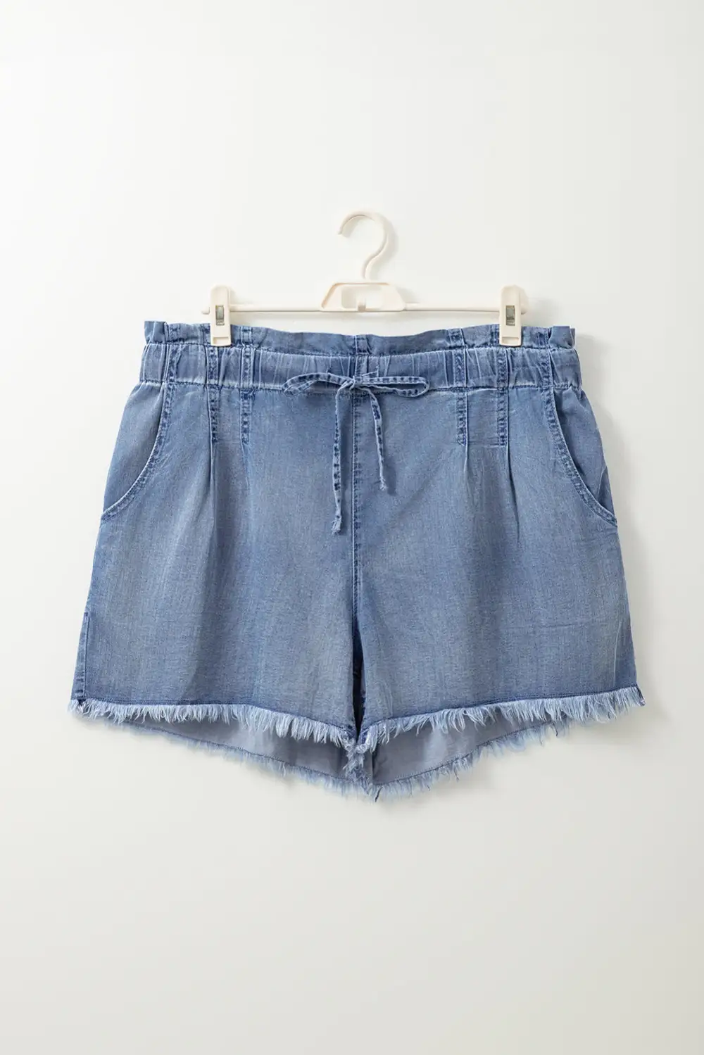 Dusk Blue Raw Hem Lace-Up High