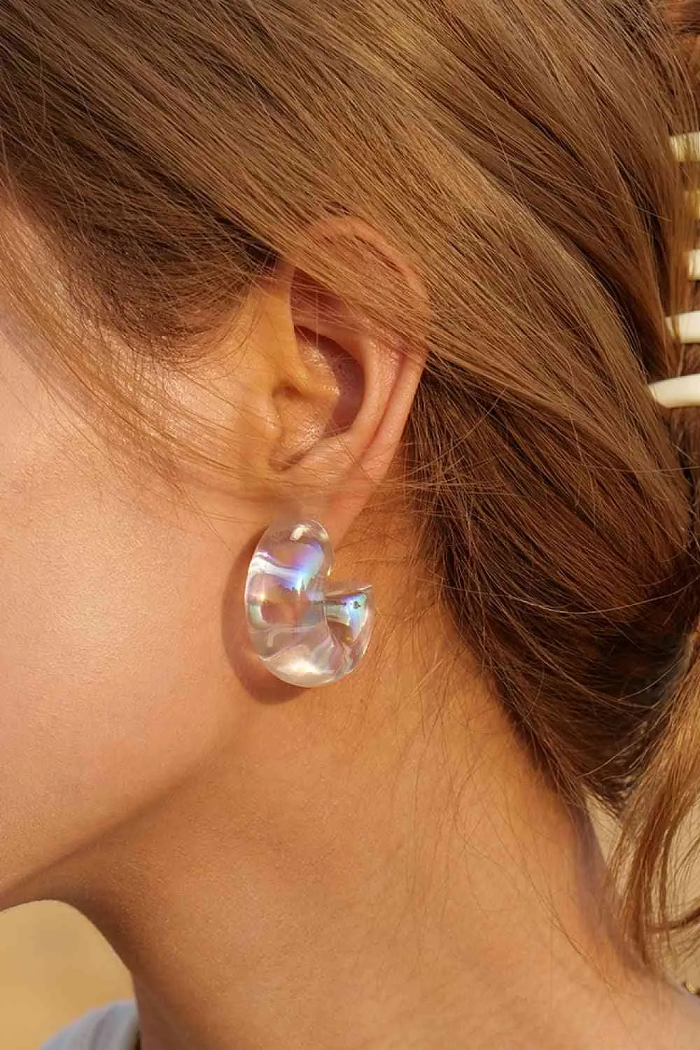 Resin C Hoop Earrings