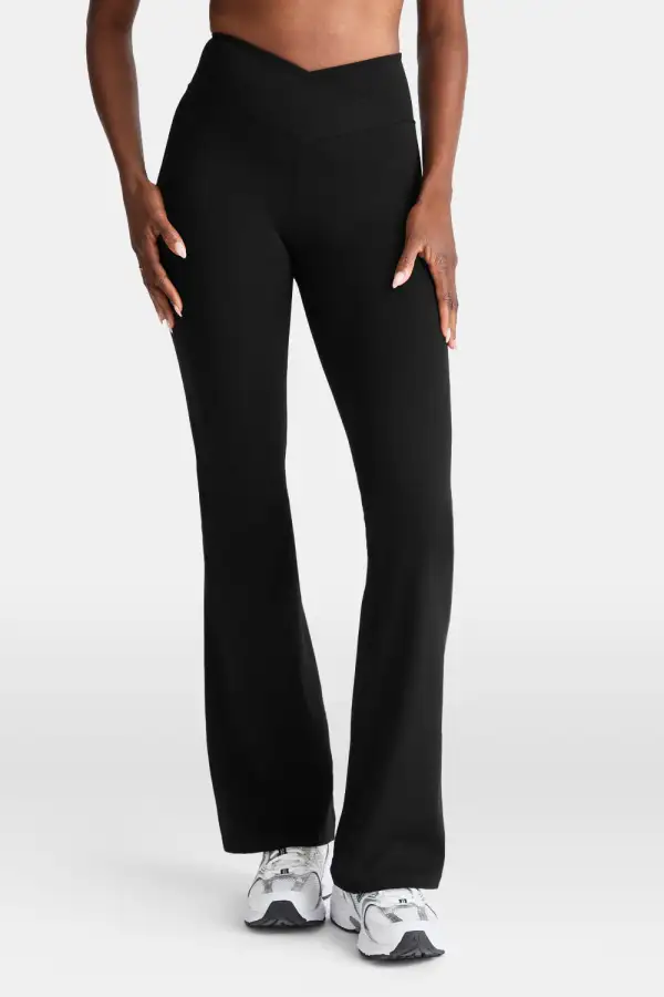 Clean Line Wrap Waist Flared Yoga Leggings