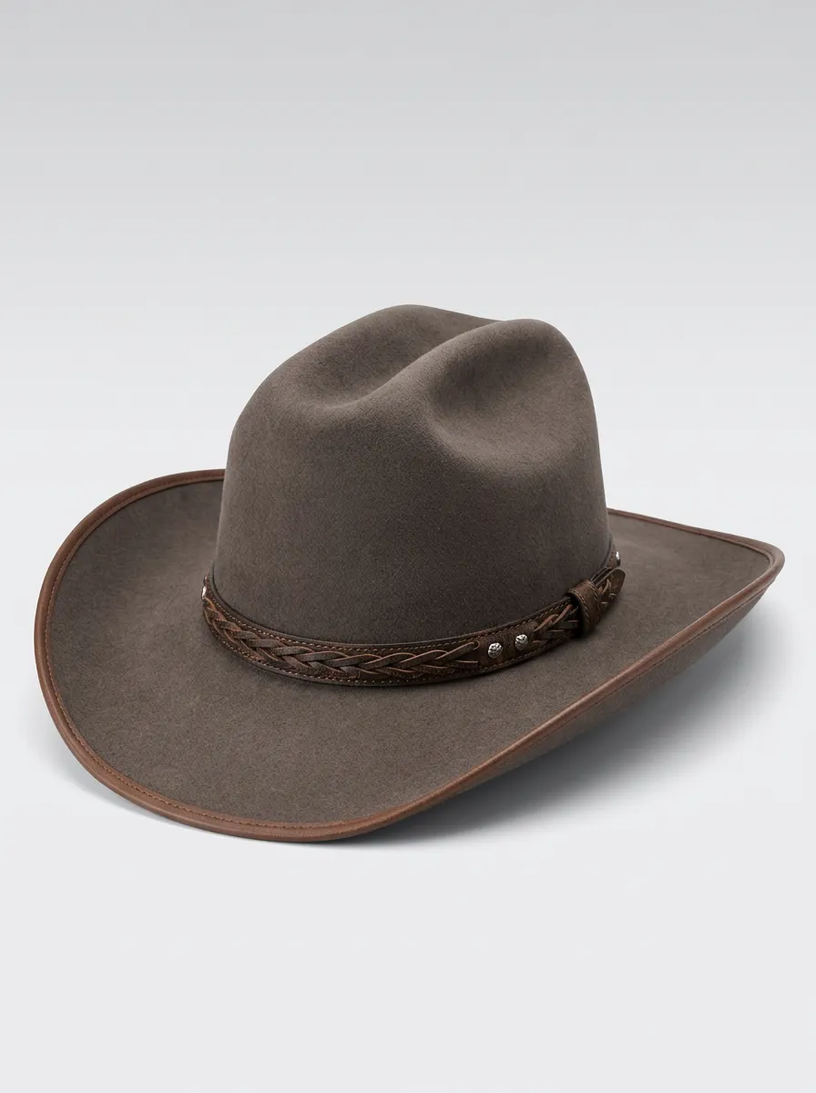 Earth Tone Cowboy Hat with Leather Band Styling