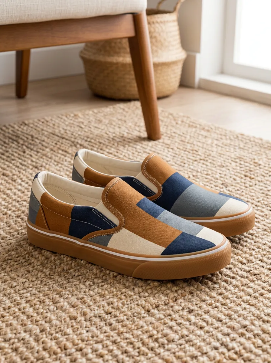 Men's Modern Geometric Colorblock Pattern Patterned Slip-on Canvas Shoes