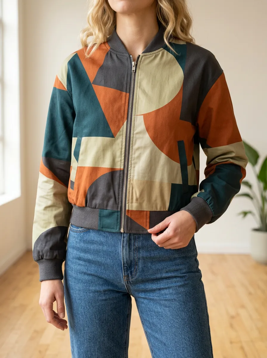Women's Everyday Abstract Geometric Bomber Jacket