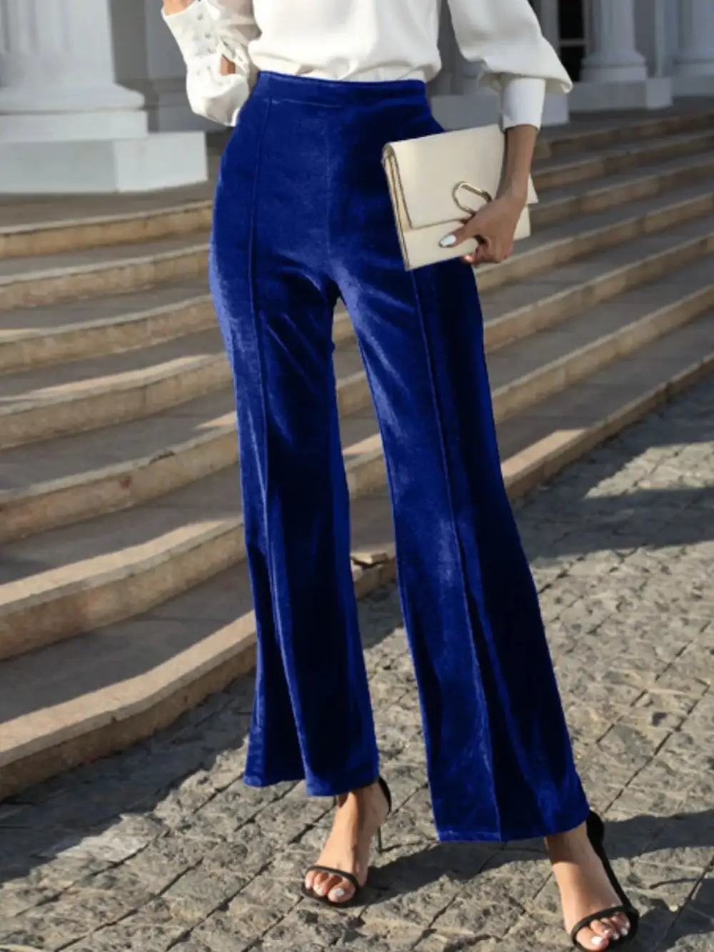 High Waist Wide Leg Velvet Pants