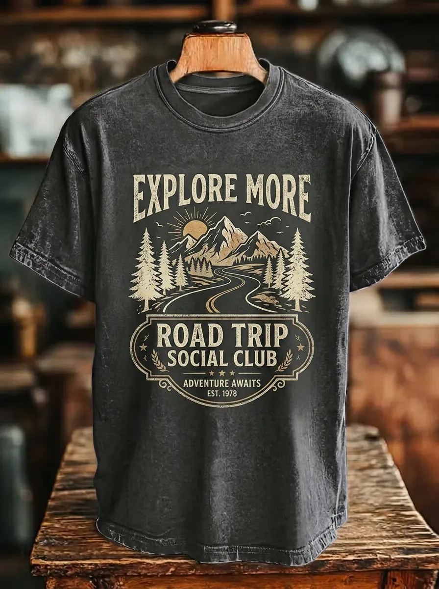 Unisex Adventure Lover Mountain Road Trip Printed T-shirt