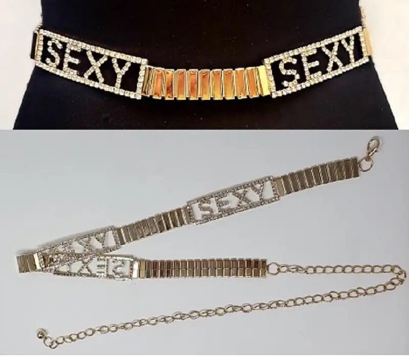 Adjustable Crystal Statement Lettering Waist Belt