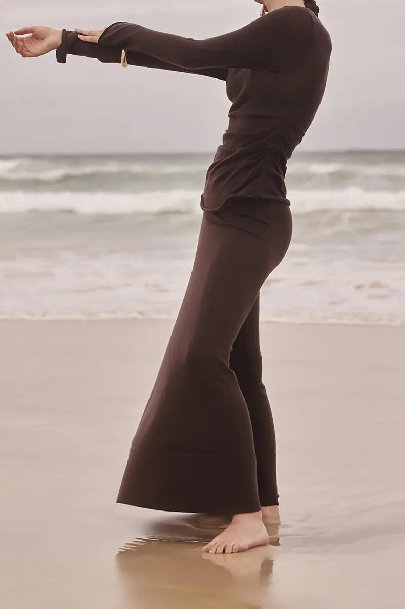 BITTER CHOC MERINO MAXI SKIRT