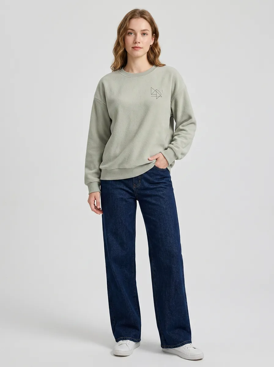 Women's Minimalist Geometric Line Art Printed Sweatshirt