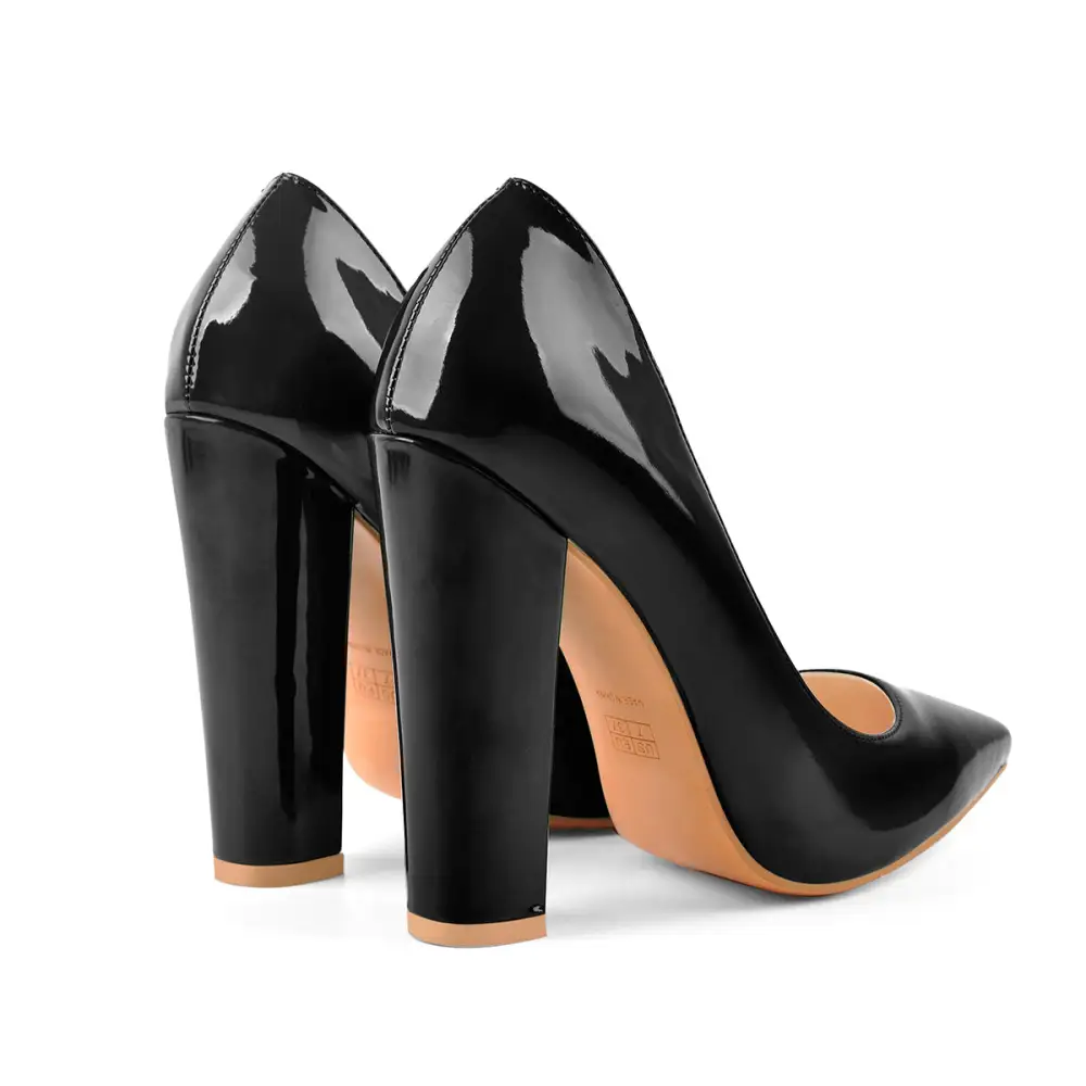 Modern Pointed Toe Chunky Heel Pumps