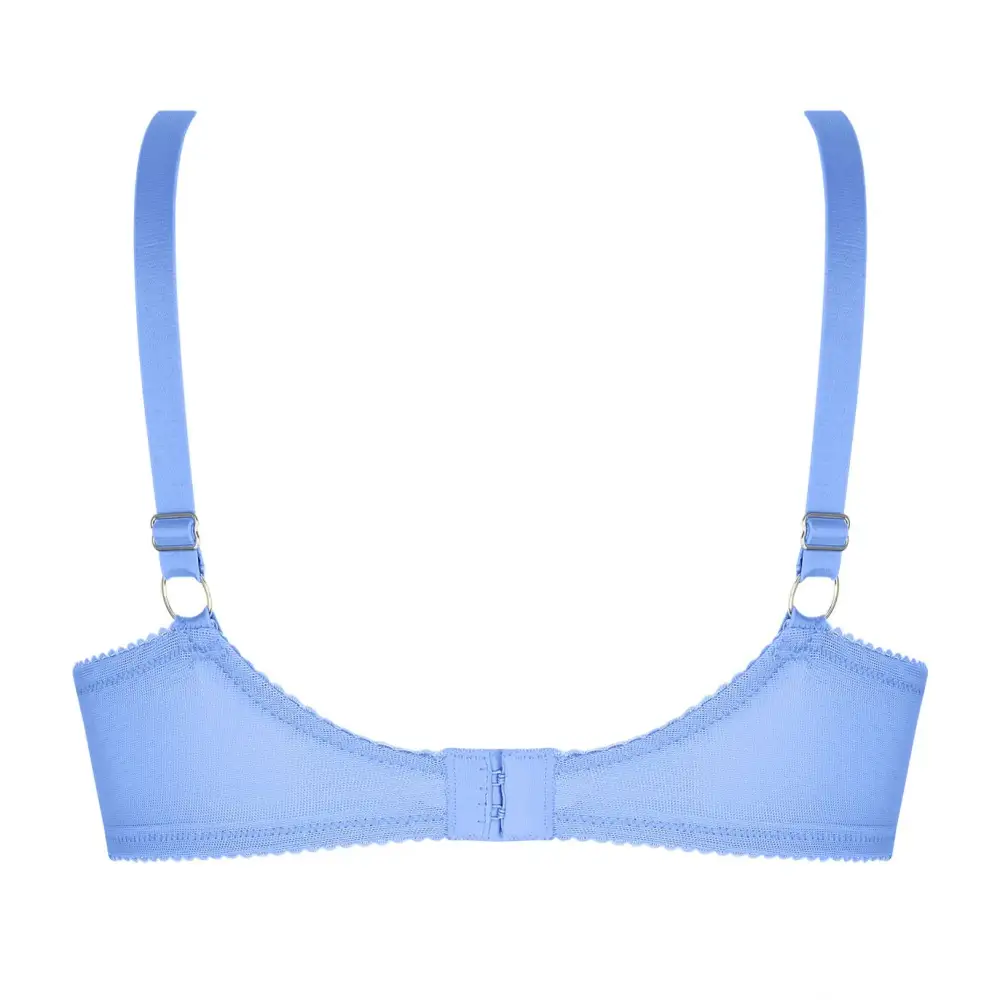 Women's Balconette Full Coverage Underwire Chimney Back Adjustable Straps Guipure Lace Embroidery Mesh Bra