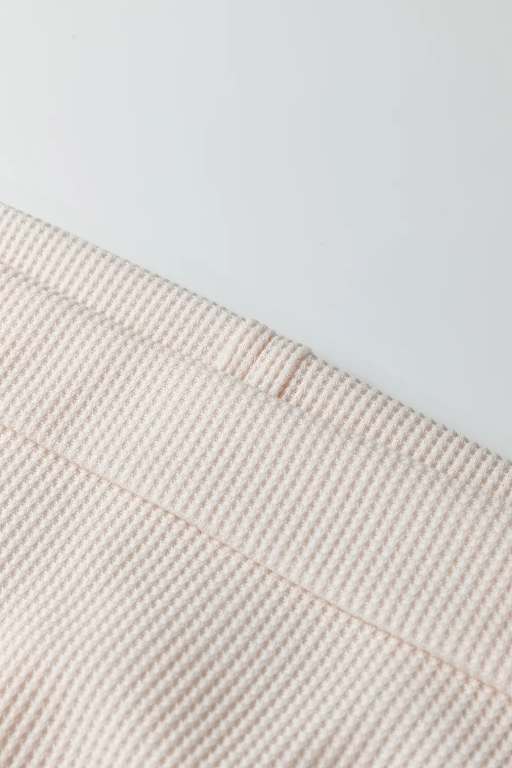 Beige Waffle Knit Asymmetric Neck Top