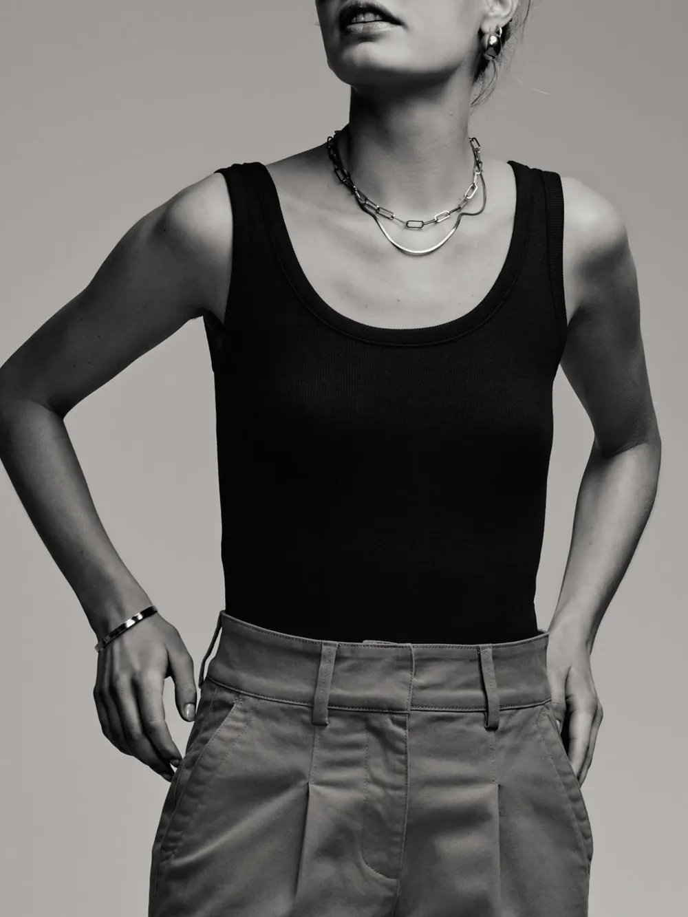Black Ribbed Tank Top