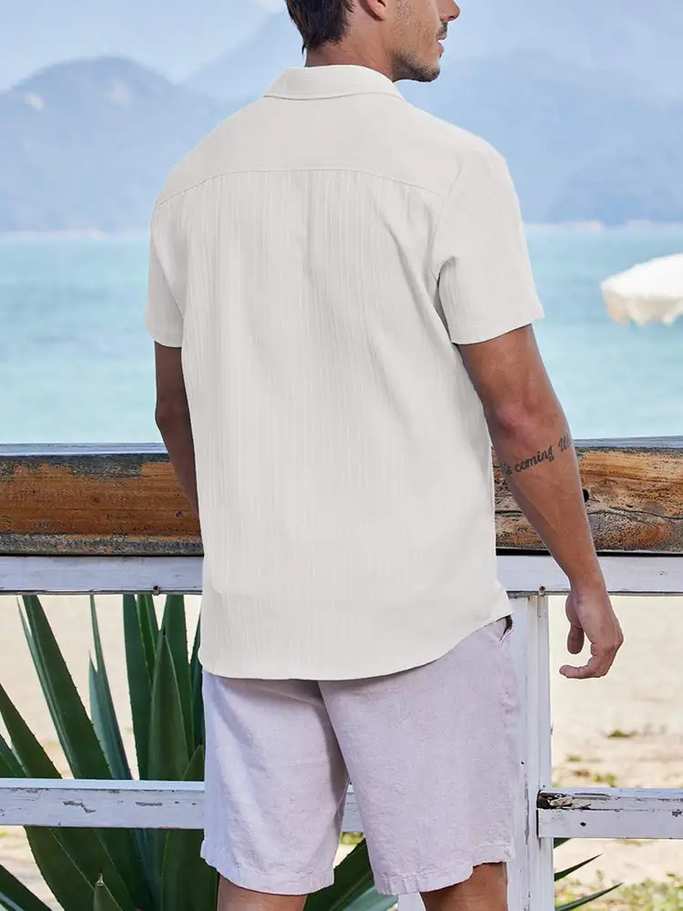 Clean Placket Textured Woven Shirt
