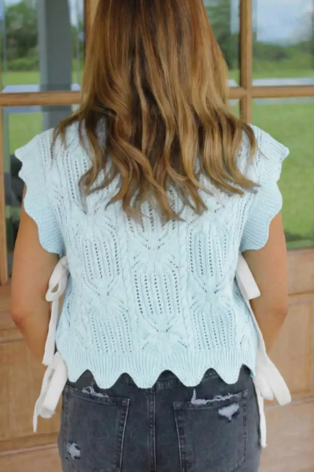 Openwork Side Tie Knit Top