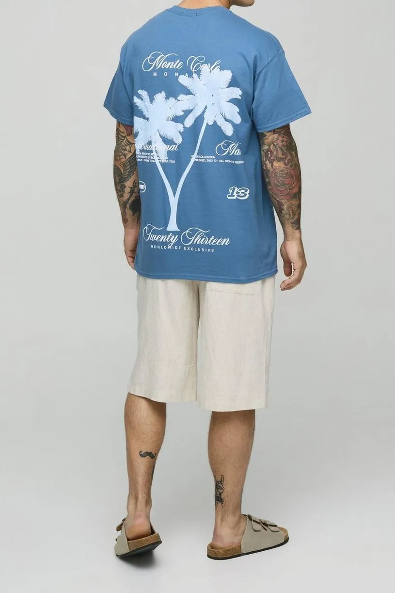 Oversized Renaissance Graphic Washed Spring And Summer Dusty Blue T-Shirt