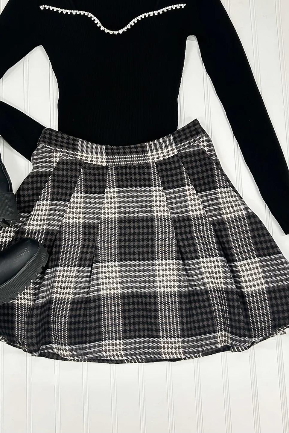 Plaid Pleated Skirt