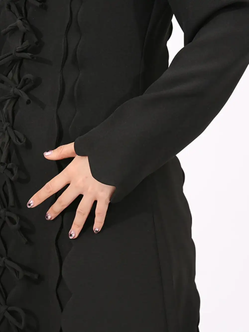 Layered Detail Long Sleeve Midi Dress