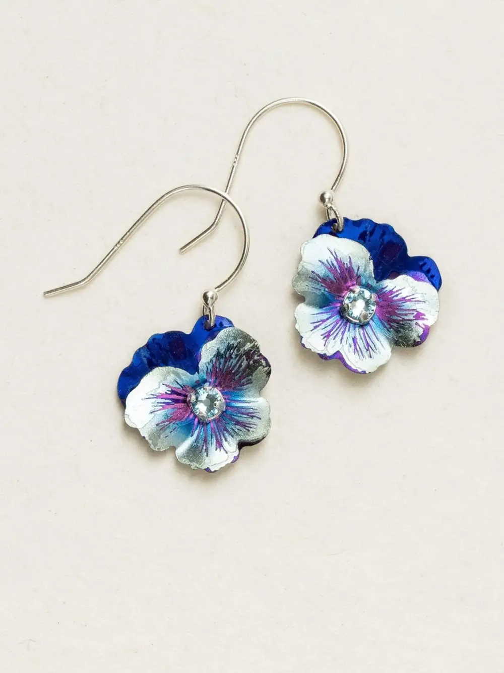 Dainty Flower Crystal Accent Drop Earrings