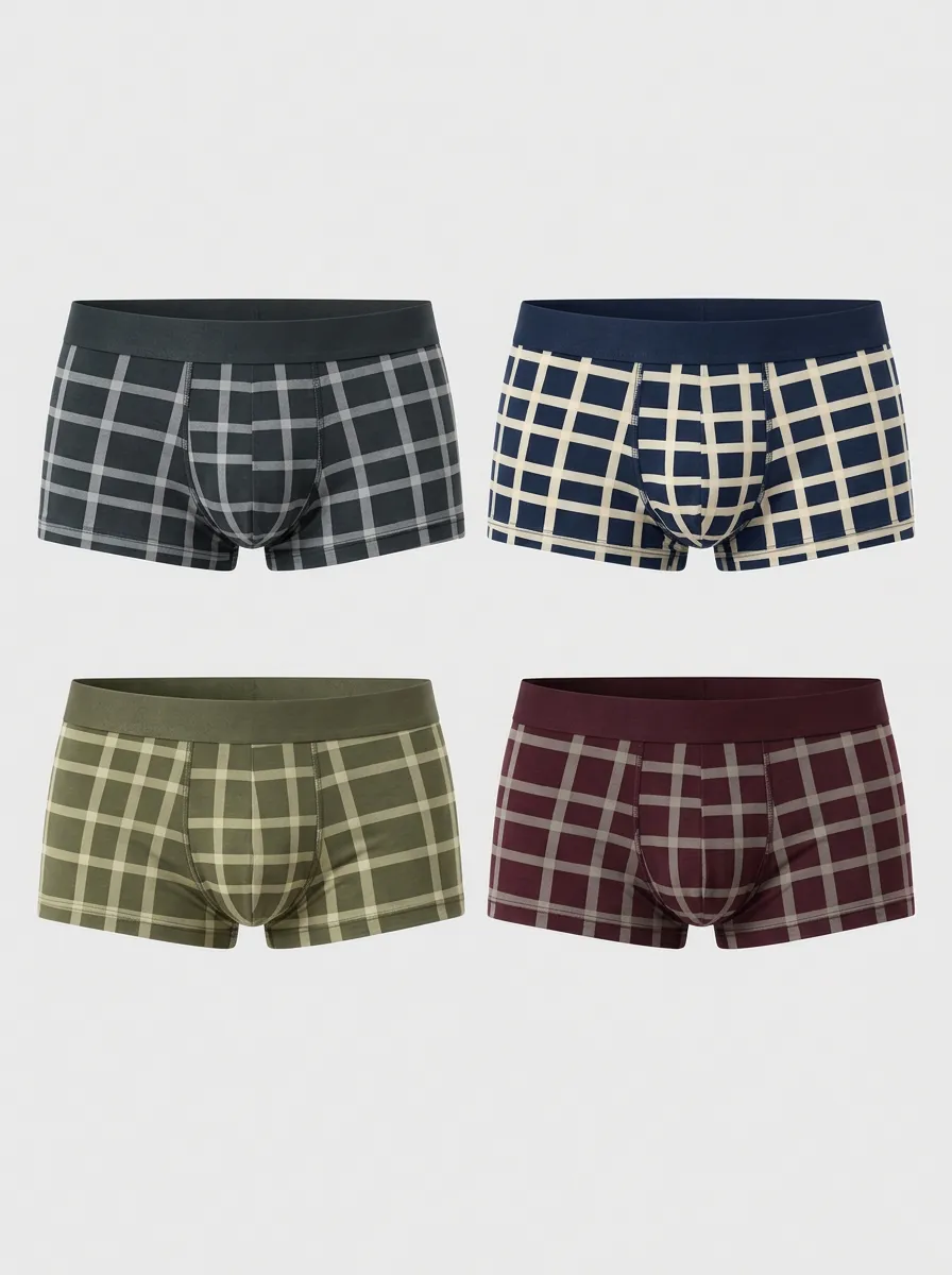Men's Heritage Plaid Pattern Multi-Pack Printed Boxer Briefs