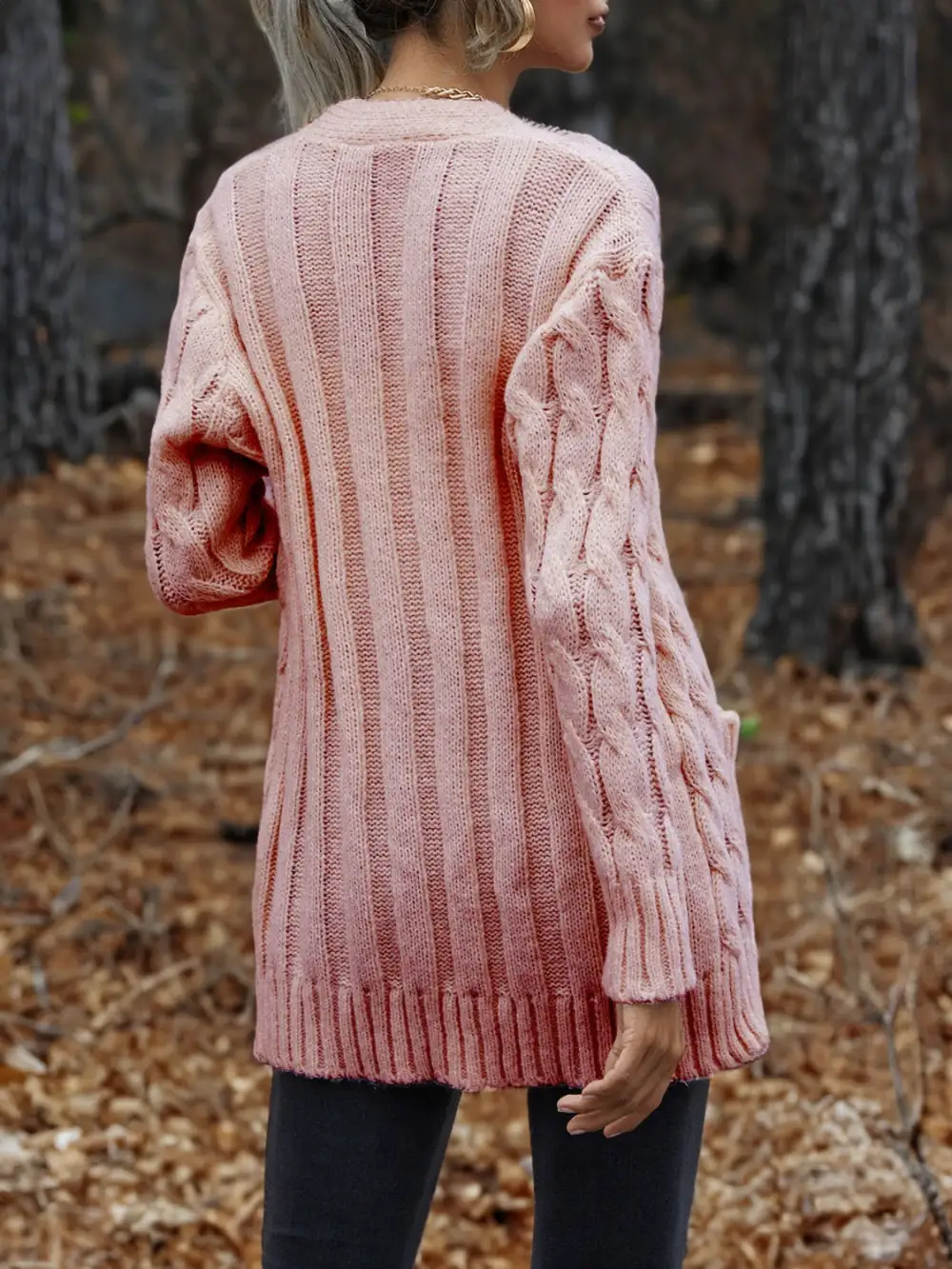Cable-Knit Button-Down Cardigan