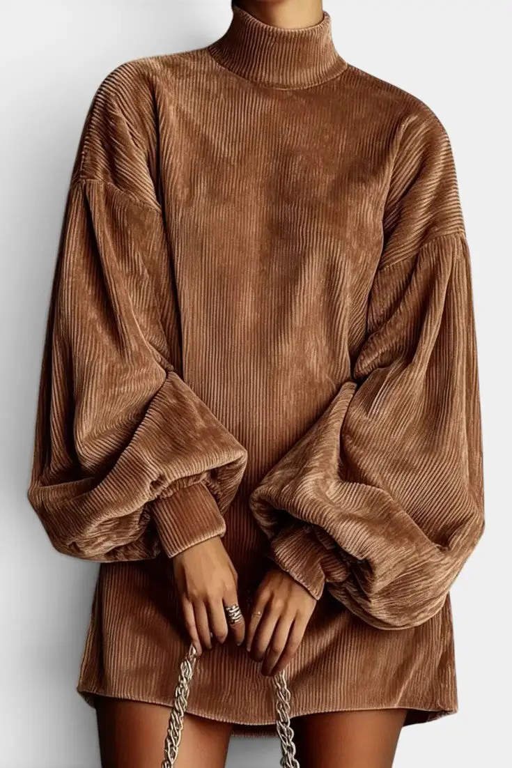 Corduroy-Velvet Mini Dress