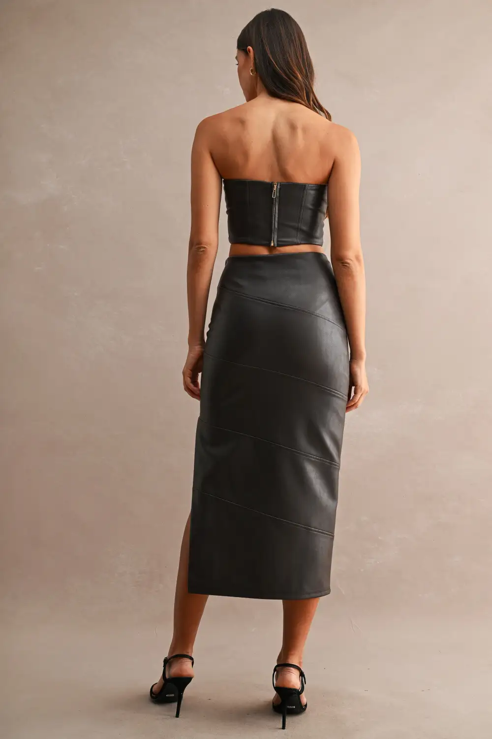 Leather Tube Top & Skirt Set