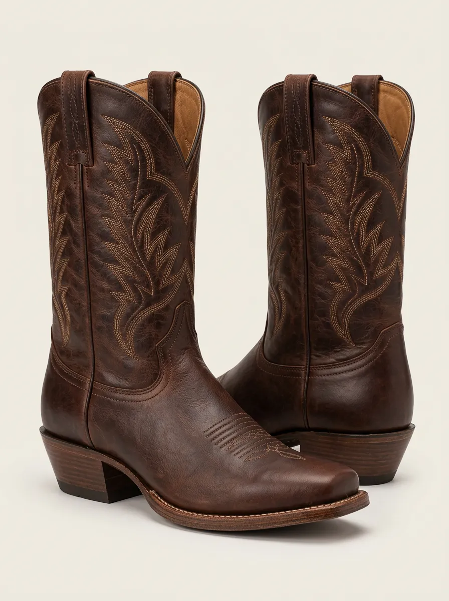 Men's Cowboy Boots featuring Leather and Red