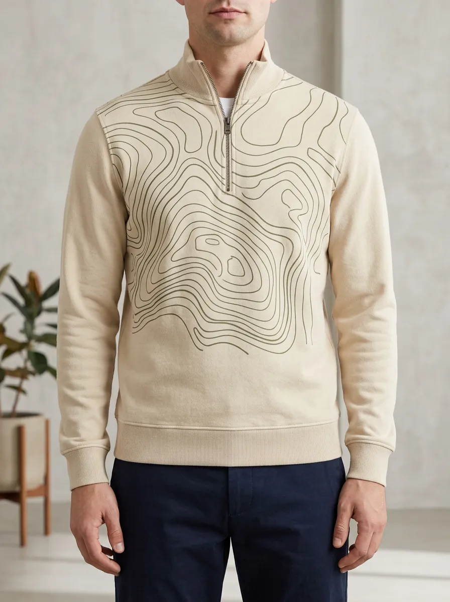 Graphic Half-Zip Topographic Men's Half-Zip Sweatshirt