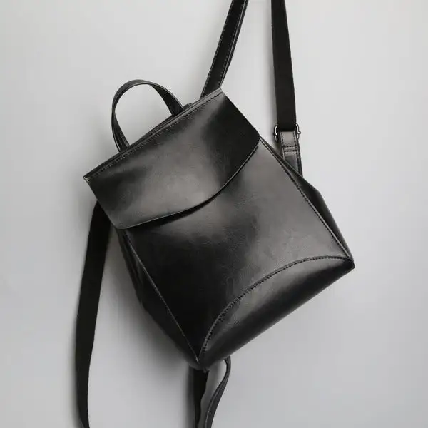 Korean Fashion Leather Shoulder Backpack Two-Layer Cowhide 2025 Trend