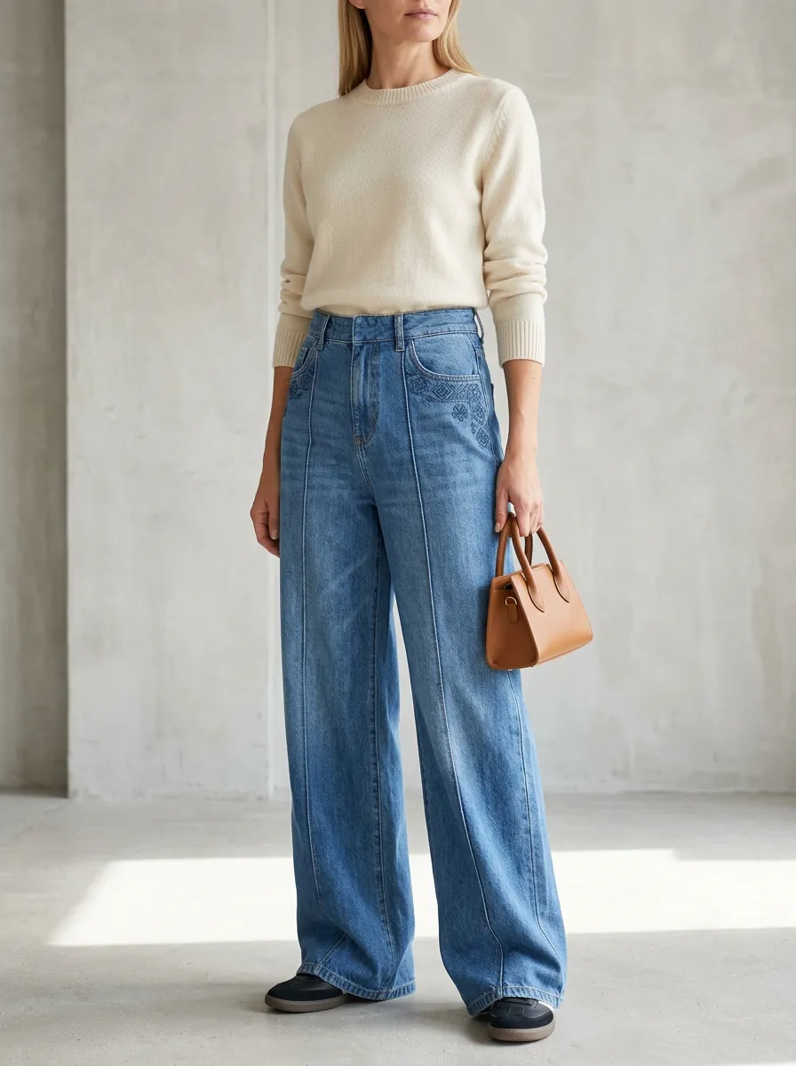 Women's Wide Leg Casual Denim Jeans