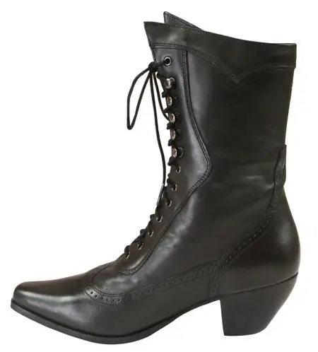 Women's Traditional Riding Side Zip Victorian Lace Up Boots