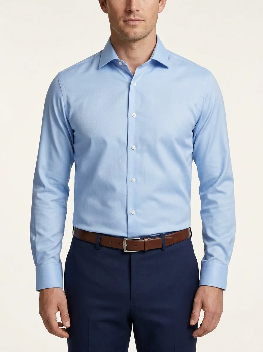 Men's Versatile Long-Sleeve Solid Dress Shirt