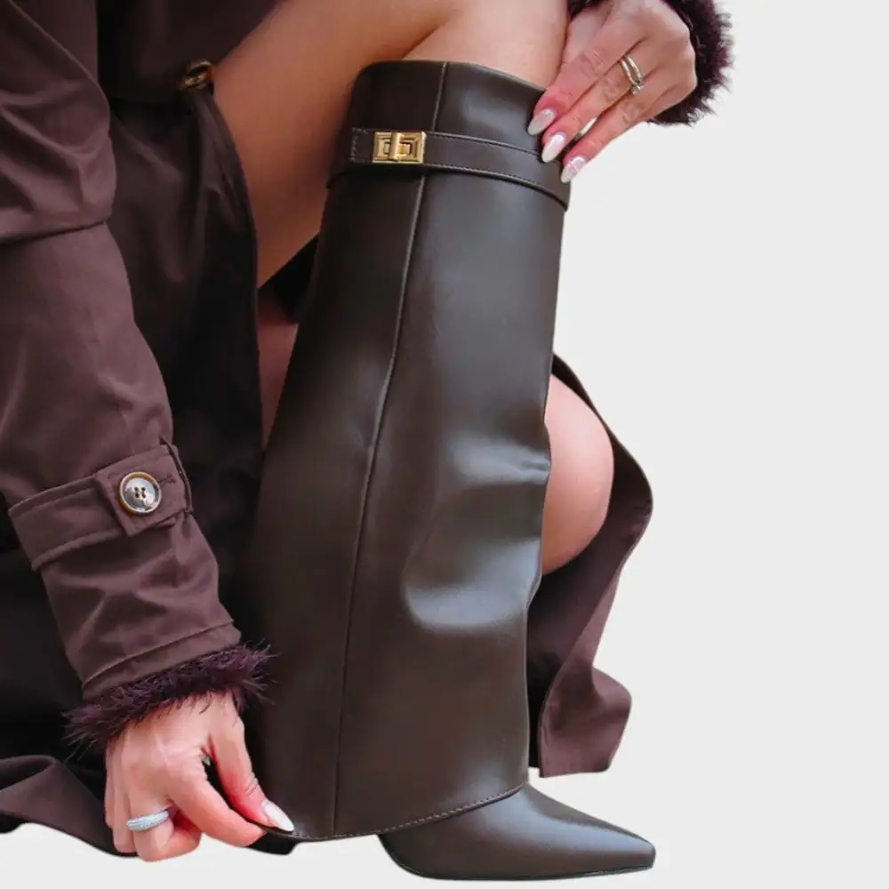 Leather Chunky Sole Tall Boots