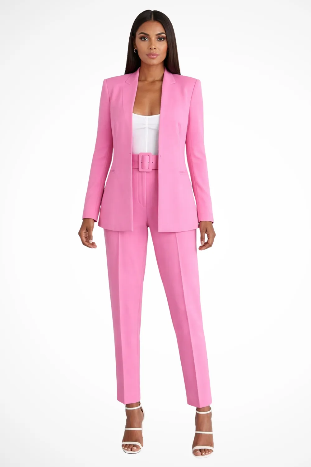  Tailored Blazer Wide Leg Pants Suit Set