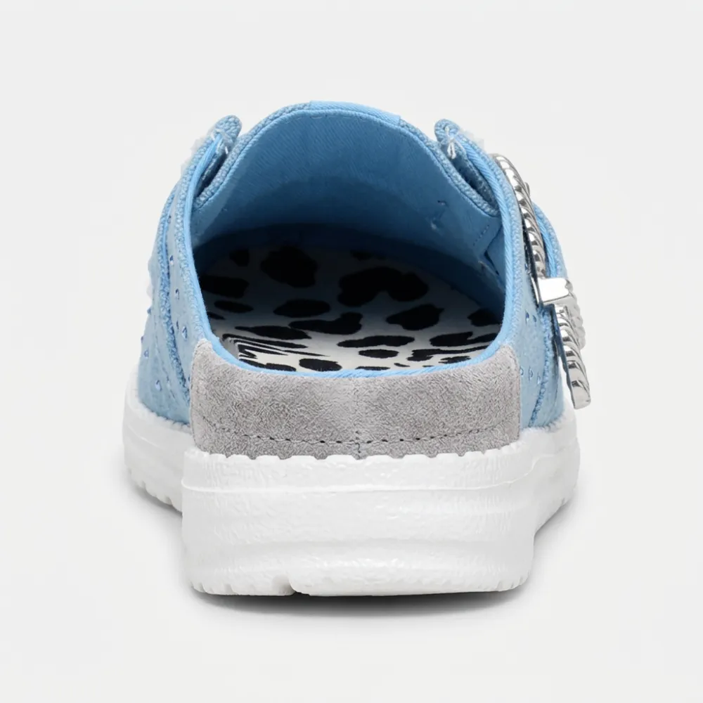 Casual Slip Buckle Denim Mule Shoes
