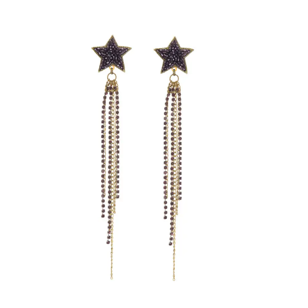 Linear Flowing Celestial Star Earrings