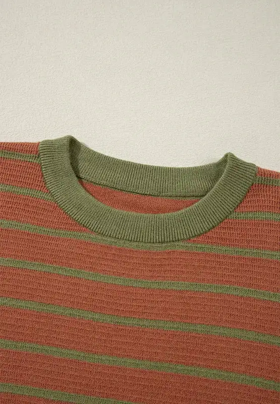 Long Sleeve Round Neck Striped Sweater