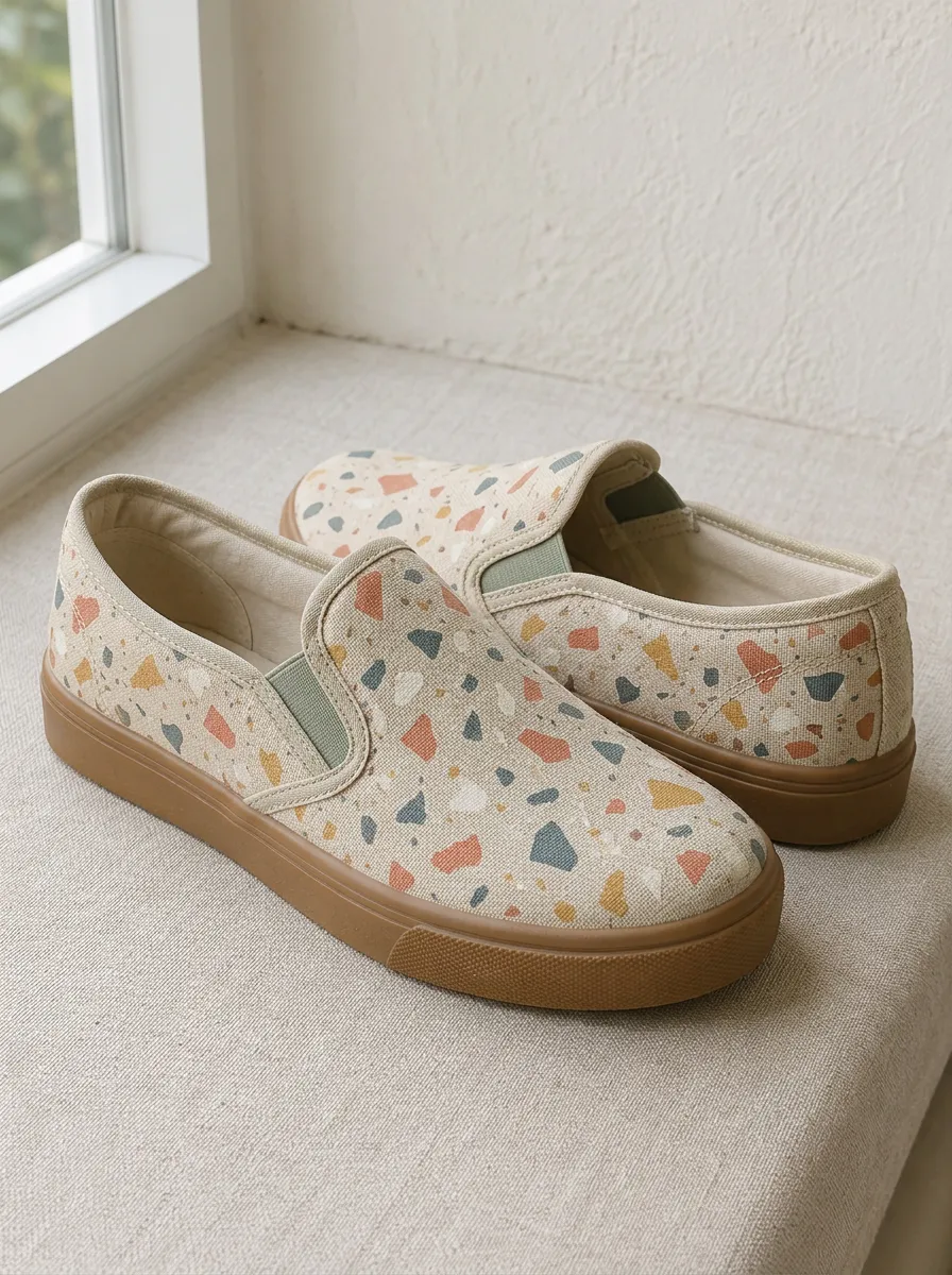 Women's Terrazzo Pattern Casual Printed Canvas Shoes