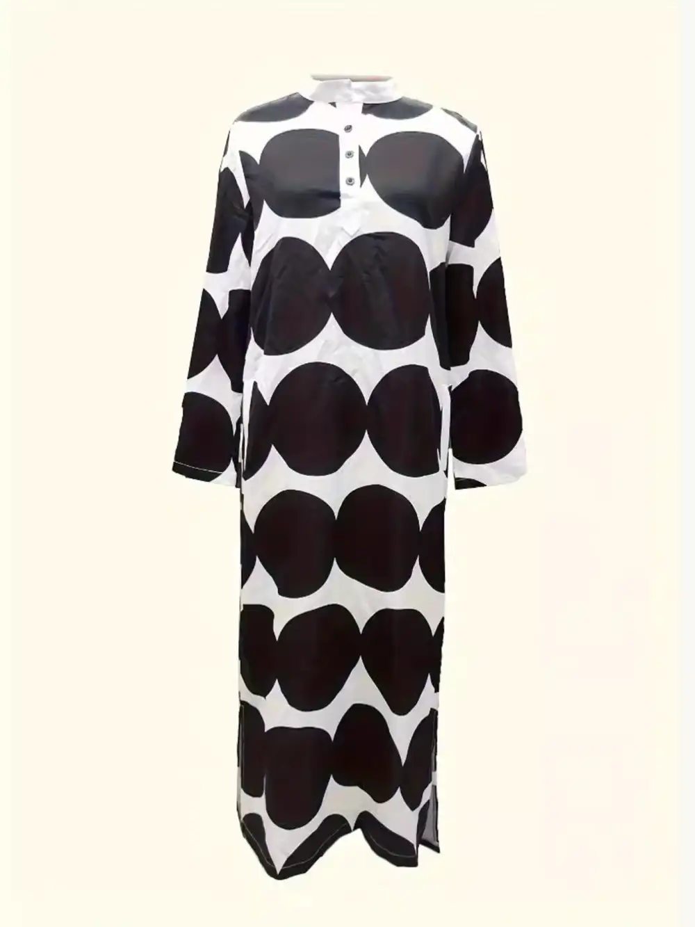 Polka Dot Printed Long Sleeve Midi Dress