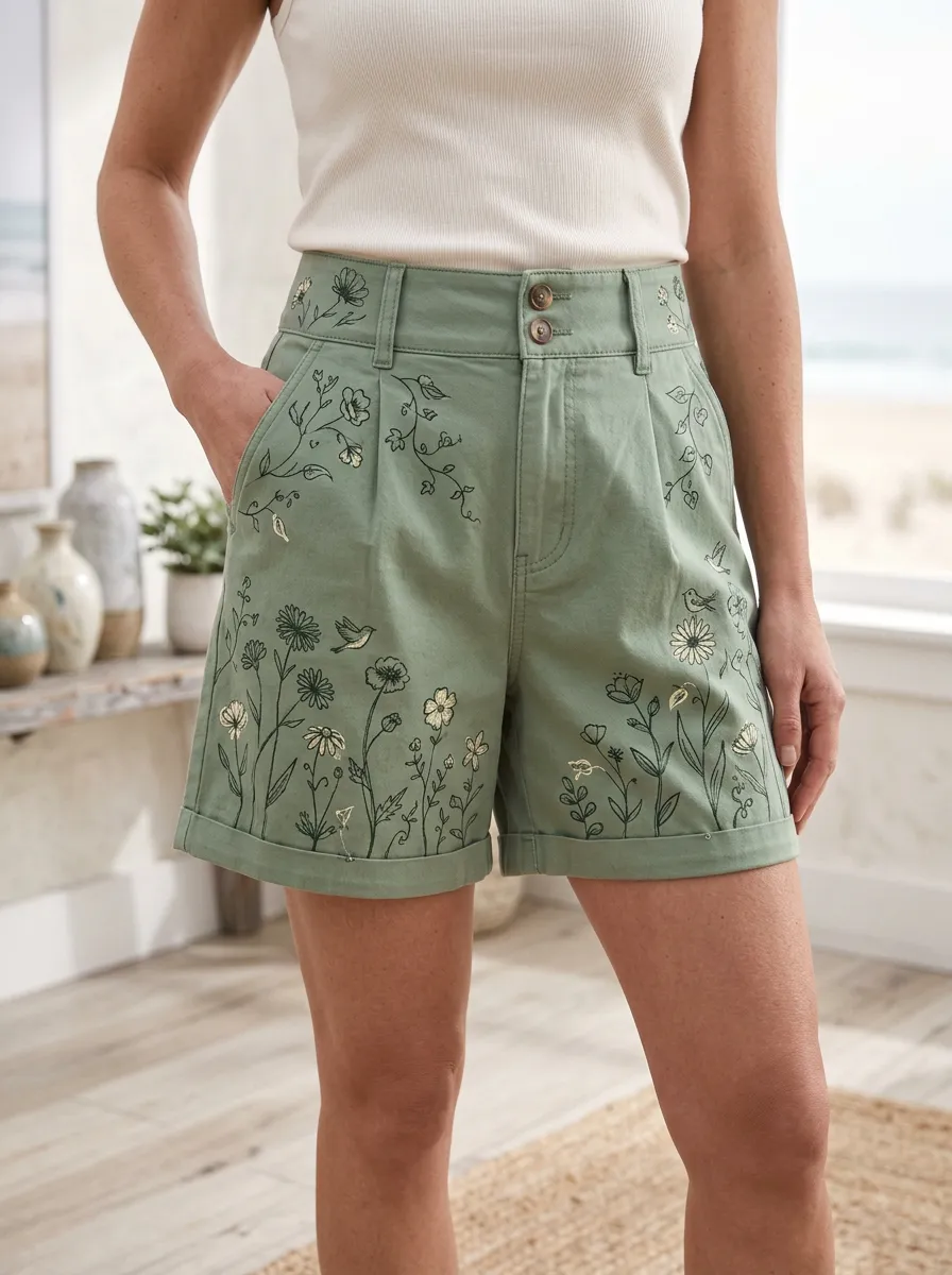 Women's Floral Bird Nature Lover Printed Shorts