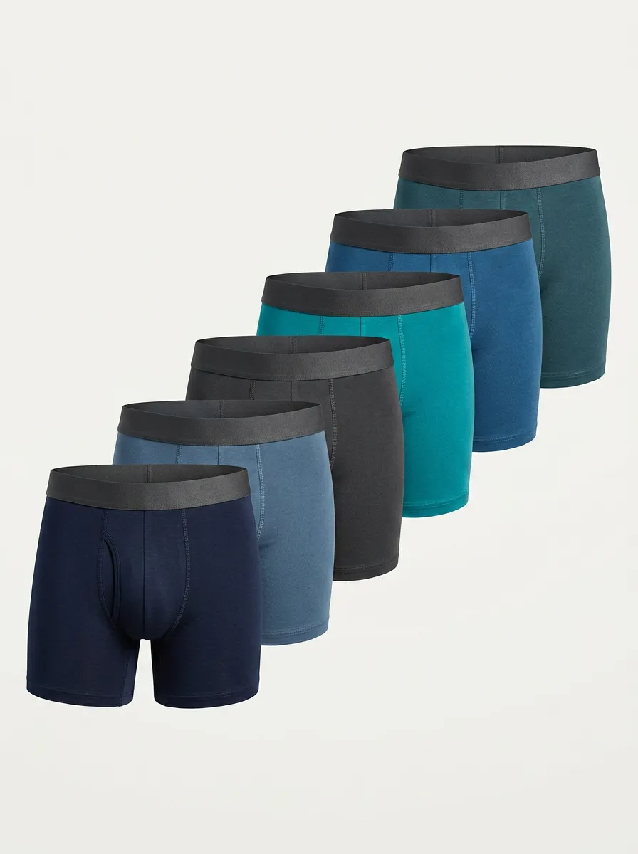Men's Contrast Waistband Wide Waistband 6-Pack Boxer Briefs