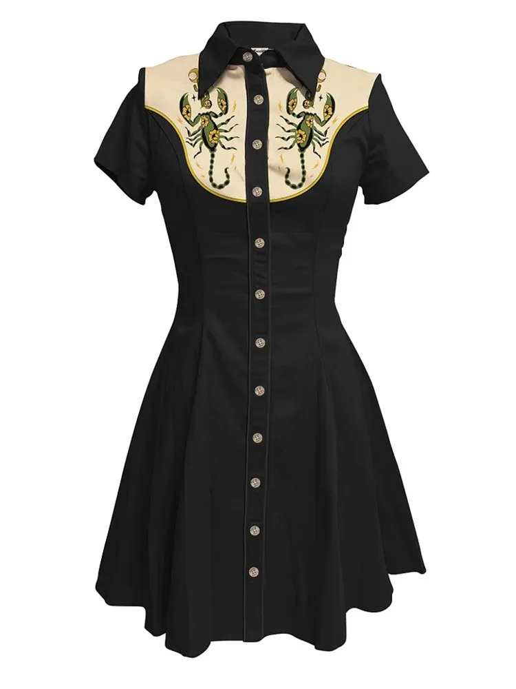 Western Scorpion And Cactus - 100% Cotton Dress