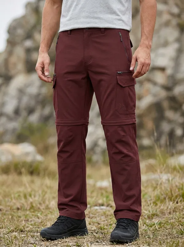 Men's Expedition Rugged Multi-Pocket Waterproof Zip-Off Tactical Cargo Pants