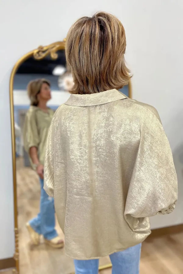Collared V Neck Half Sleeve Top