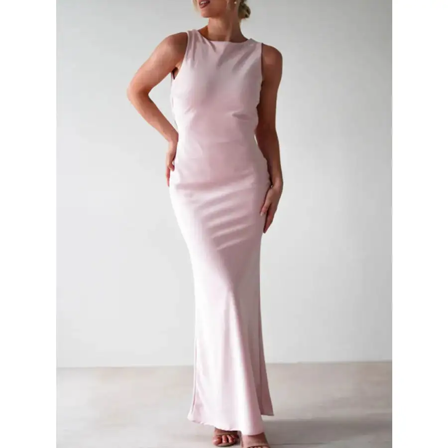 Satin Sleeveless Maxi Dress