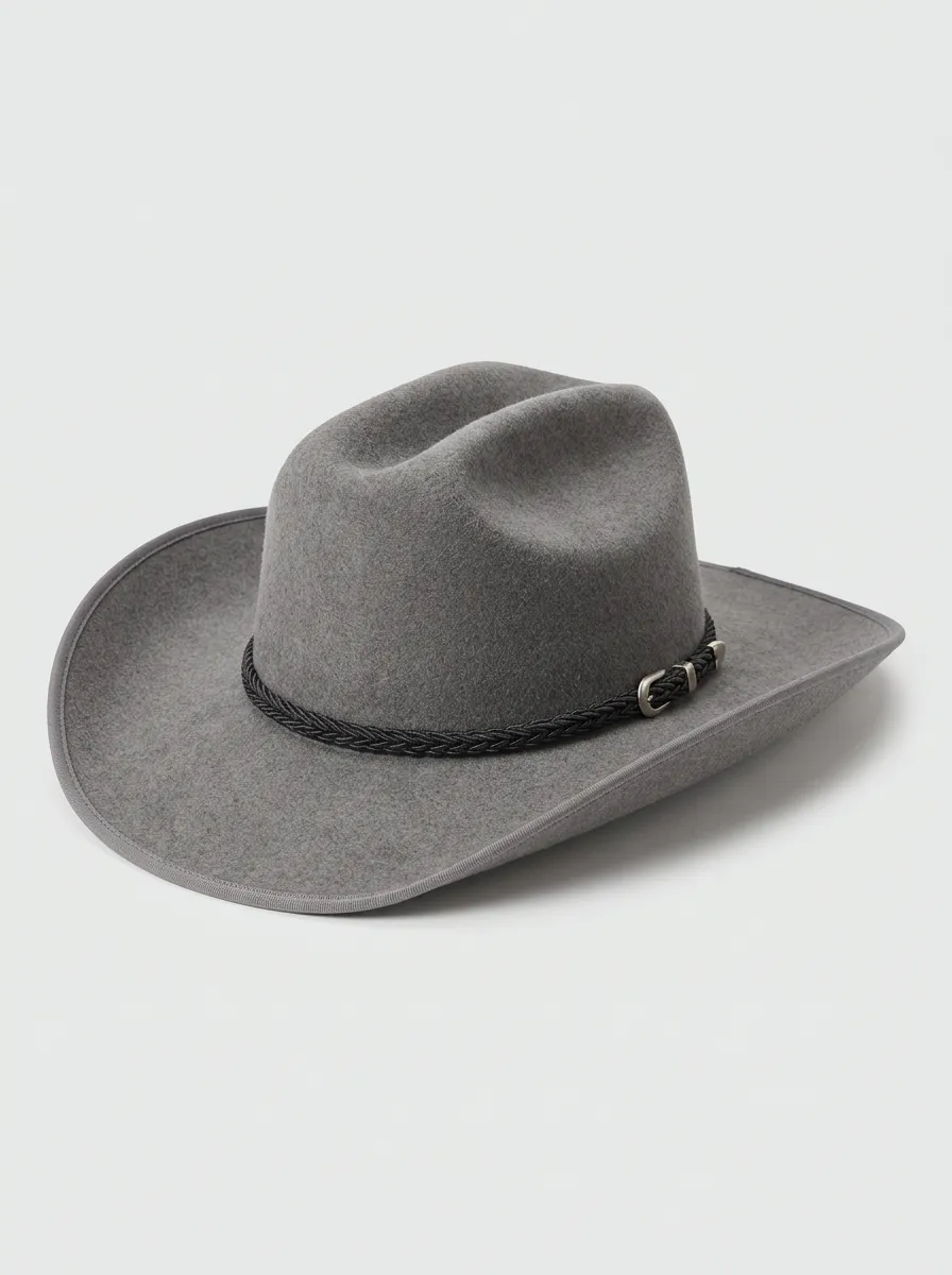Distinctive Simple Band Western Hat in Grey