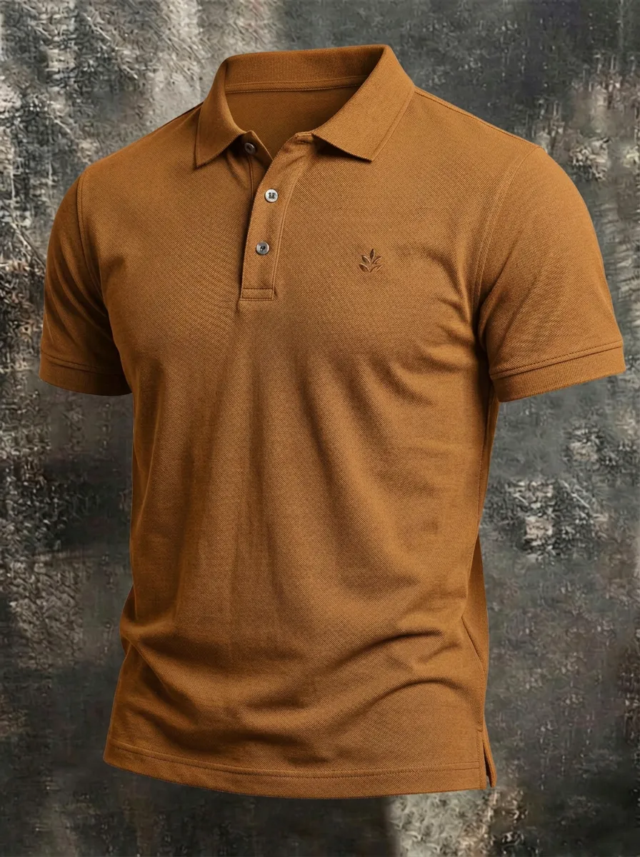 Refined Leaf-Detail Embroidered-Detail Men's Polo Shirt
