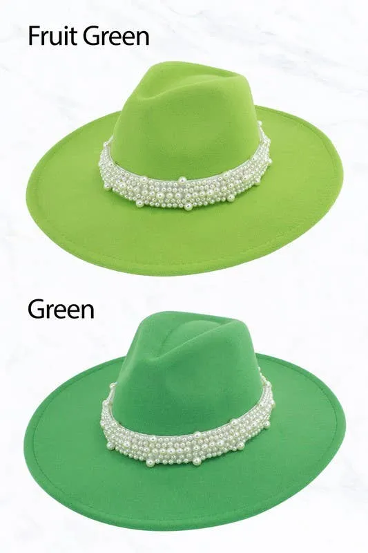 Big Brim Peach Heart Top Jazz Pearl Hat
