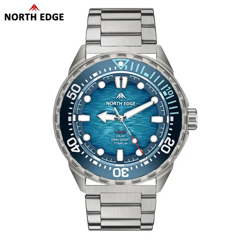 North Edge Titanium Lightweight Solar Dive Watch TRITON-TI- Never needs a battery replacement