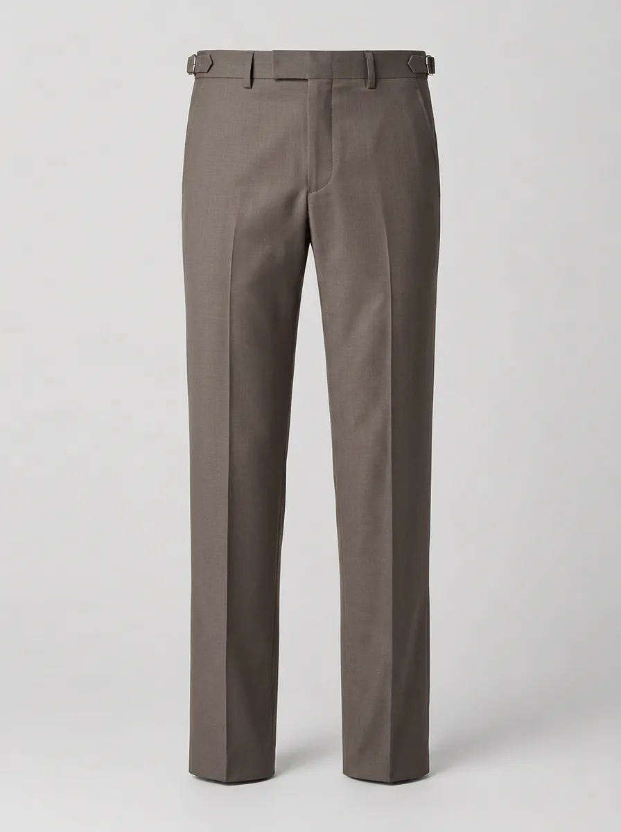 Men's Formal Business Taupe Side-Adjuster Dress Trousers